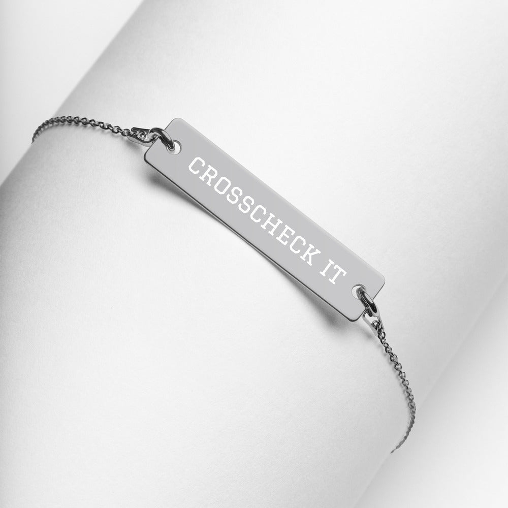 Crosscheck It: Engraved Bar Chain Bracelet