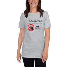 Load image into Gallery viewer, Undignified: Just Jesus - Short-Sleeve Unisex T-Shirt Black Letter
